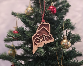 Personalized Maine Mountain Bike Ornament