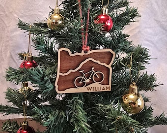 Personalized Oregon Mountain Bike Ornament
