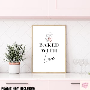 Baked with Love Unframed A4 Kitchen Print, Kitchen Prints, Baked with Love Prints, Kitchen Artwork, Kitchen Printable, Kitchen Wall Decor