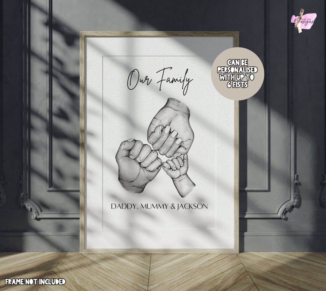 Custom Family Hands Fist Bumps Print, Personalised Family Print, Family ...