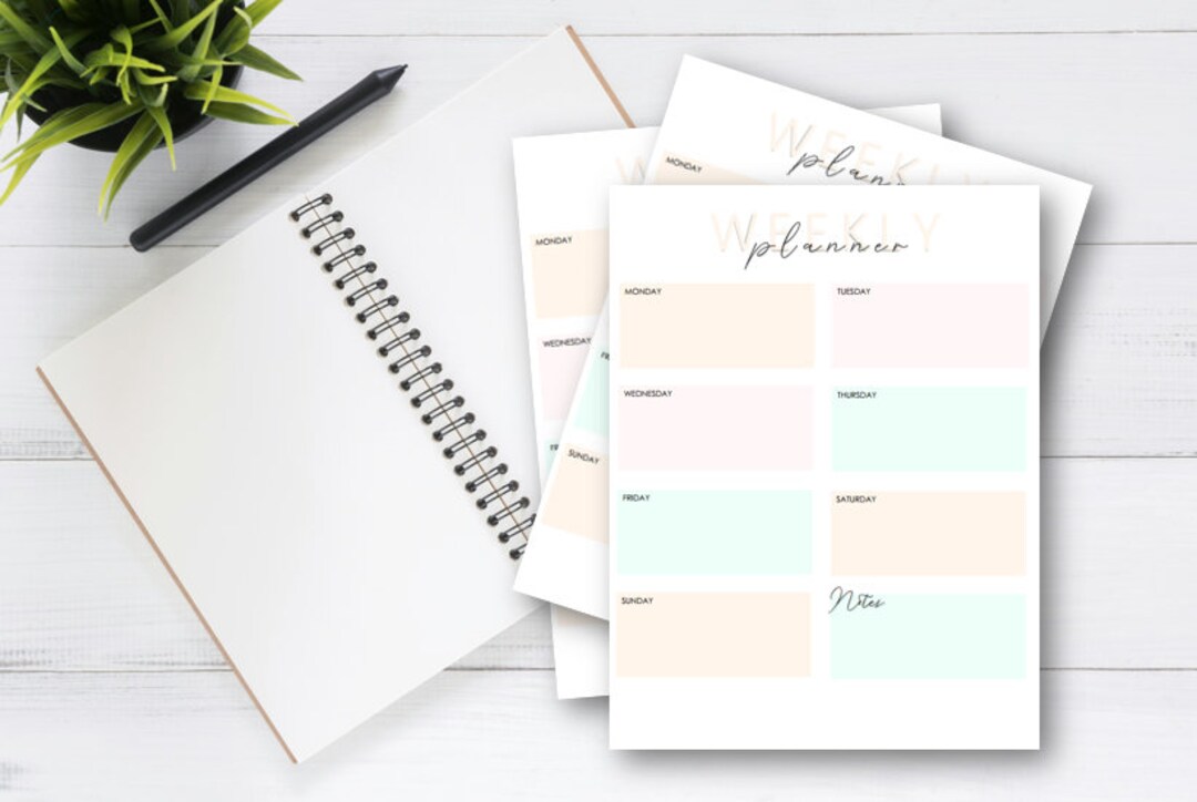 Weekly Planner - 7 Day Planner - Notes - Weekly Organizer ...