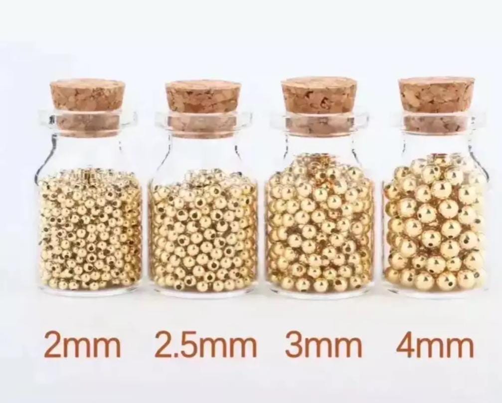18K Real Yellow Gold Round Beads