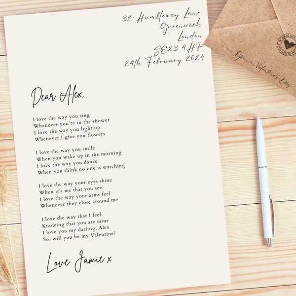 Love Letter Poem | A Personalised Poem Sent as a Love Letter to Your Loved One | Perfect For Anniversaries & Birthday's