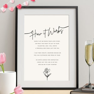 Poesia d'amore personalizzata / La tua storia d'amore o parole in poesia / Design personalizzato in formato A4 / Perfetto regalo digitale su misura dell'ultimo minuto