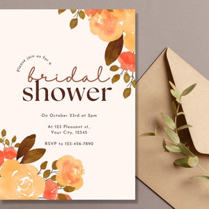 Bridal Shower Invitation, Bridal Shower Invitation Template, Printable Bridal Shower Template, Burgundy Blush Bridal Shower Invite Download