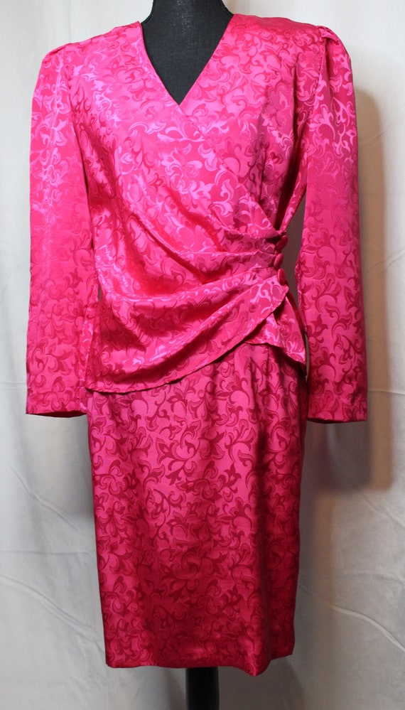 Hot Pink Totally 80s Leslie Fay Dress