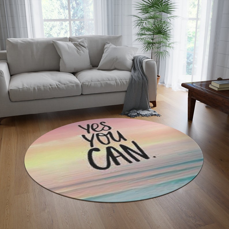 Yes You Can! Round deals Rug