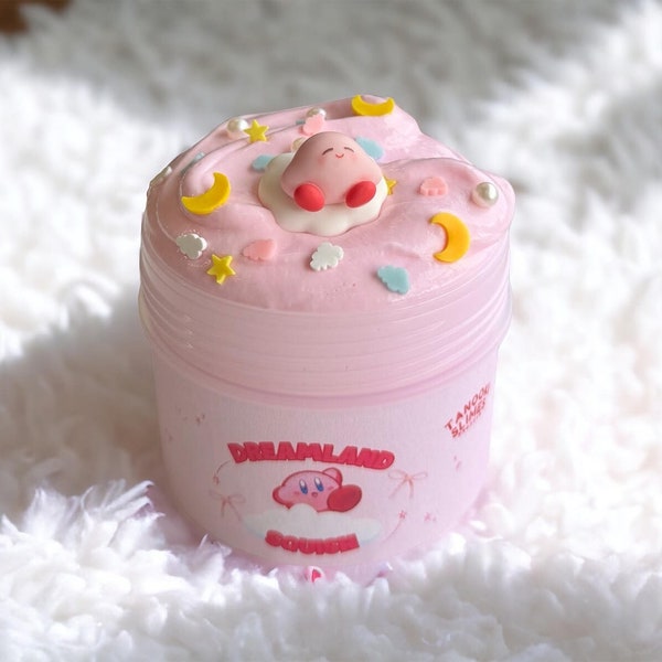 Kirby's Dreamland Squish Butter Slime ~ Slime duveteux rose layette ~ Jouet squish Nintendo nostalgique parfait sur le thème du jeu ! ~ Adapté aux débutants