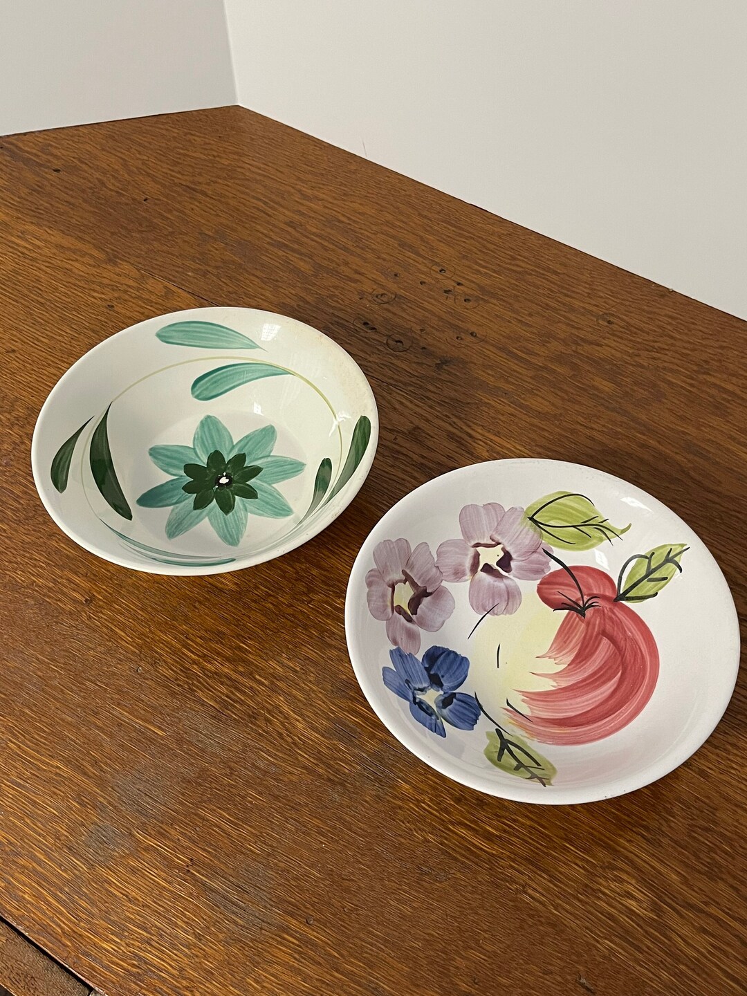 Vintage Set of 2 Bowls Made in Japan Hand Painted Ironstone Decorative