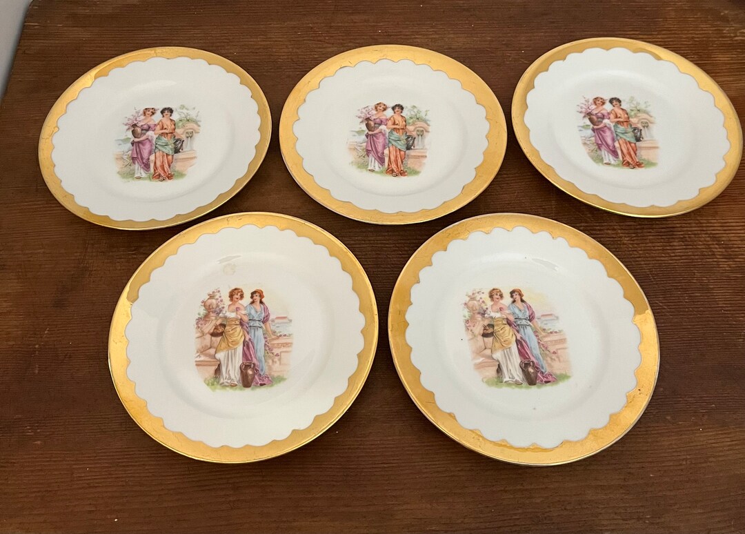 Vintage French Small Dinner Plates Bread and Butter Plates Victorian