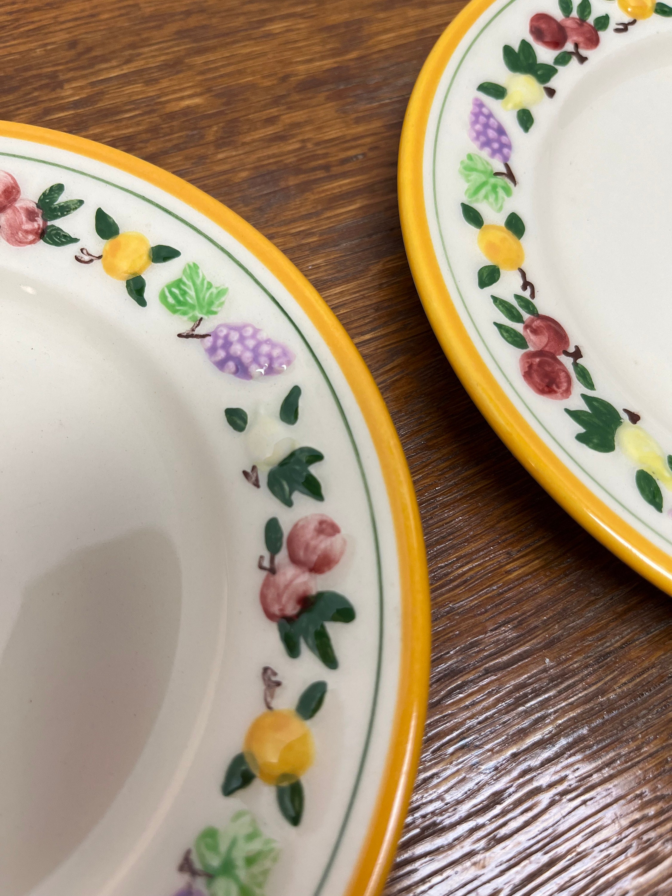 Vintage Set of 4 Small Dessert Bread and Butter Appetizer Yellow