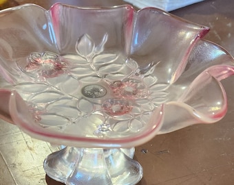 Pink Glass hummingbird candy bowl