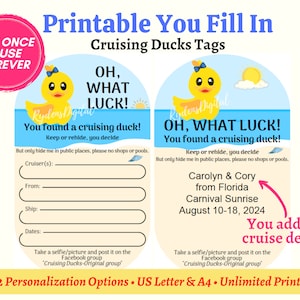 Étiquettes imprimables de canard en caoutchouc de croisière bricolage que vous remplissez (faites-le vous-même), modèle PDF Téléchargement numérique, Kids Cruise Essential