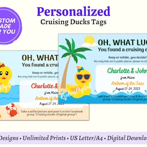 Custom Cruising Duck Tag, Personalized Cruise Tag, Printable Customizable Rubber Duck Tag, Cruising Ducks Tags, Cruise Essentials