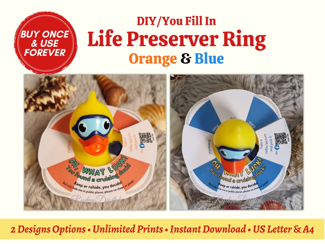 Printable Life Preserver Cruising Duck Tag, No String/band Needed ...