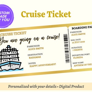 Customizable Cruise Ticket, Personalized Cruise Boarding Pass Gift, PDF Digital Download
