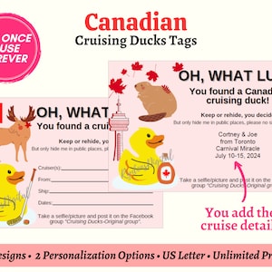 Printable Canadian Cruising Duck Tag, You Customize Duck Tag, Canada Themed Cruise Tags, Rubber Duck Tag PDF Digital Instant Download