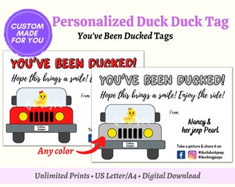Personalized You've Been Ducked Tag, Printable Duck Duck Tag, PDF Template Digital Download