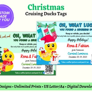 Personalized Christmas Cruise Duck Tags, Xmas Custom Rubber Duck Tag, PDF Digital Download, Magical Season, Winter Holiday Family Cruise