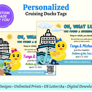 Customized Cruising Duck Tag, Personalized With Your Cruise Details Rubber Duck Tag, Spring or Summer Cruise Tag, Carnival Duck Tag