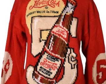 Vintage 80s Eagles Eye Novelty Pepsi Cola Soda Pop Art Sweater