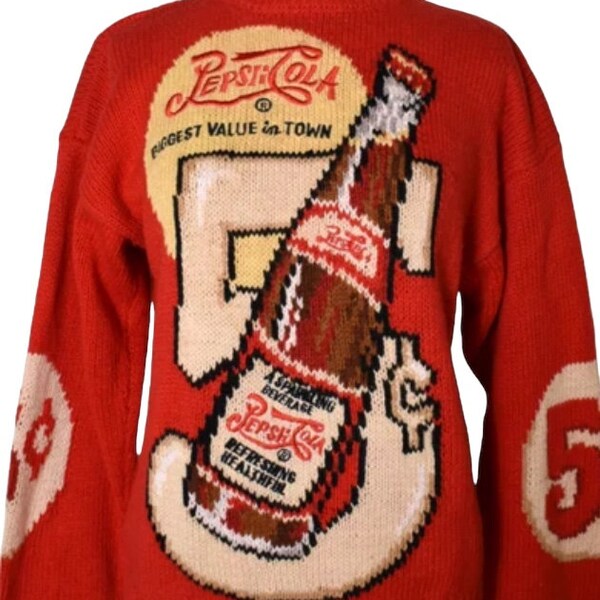 Vintage 80s Eagles Eye Novelty Pepsi Cola Soda Pop Art Sweater