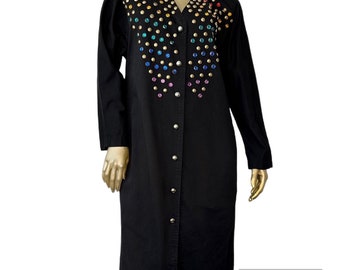 Monique Fashions Bejeweled Denim Dress