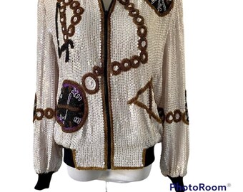 1980’s Carina Sequin Beaded Bomber Jacket