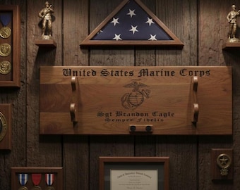 Marine Corps Sword Wall Mount (All Branches, Custom Laser Engraved)
