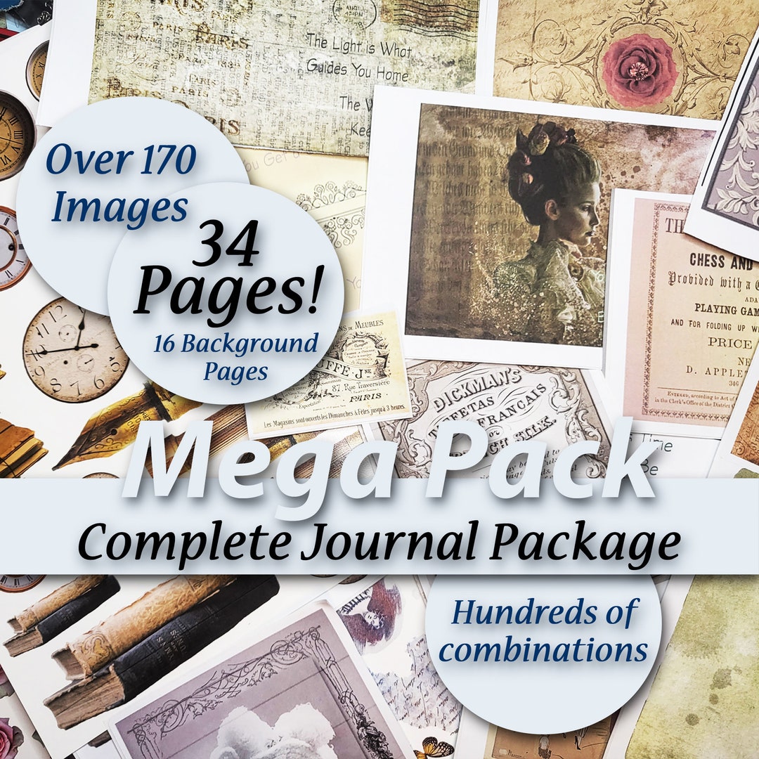 Printable 34-page Antique Junk Journal Mega Pack Kit Vintage Ephemera ...