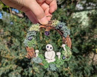 Forest Spirit Wreath l Kodama l Ghibli l Sprite l 4 inches l Crystal l Magical l Decor