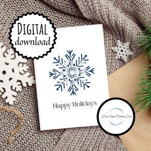 Happy Holidays Snowflake Greeting Card. Happy Holidays Snowflake Card. Happy Holidays. Snowflake Greeting Card.