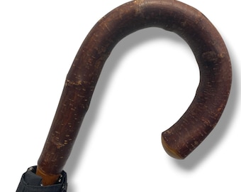 Ombrello manico in legno di Ciliegio montato a collo d’oca asta  10 Stecche lavorazione Artigianale Ombrelli Domizio dal 1989 Made in Italy