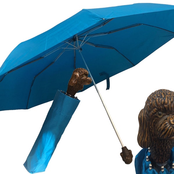 Mini umbrella with fiberglass handle and poodle head, super light aluminum and fiber structure Domizio umbrellas since 1989