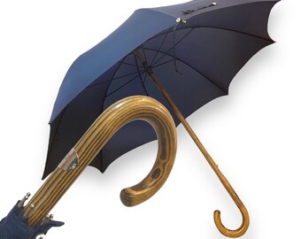 Umbrella Whole stick in blond Hickory wood, horn tip Handcrafted Domizio umbrellas since 1989