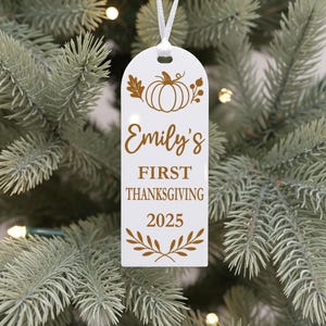 Personalized Acrylic Baby&#39;s First Thanksgiving Ornament: Custom Pumpkin Keepsake