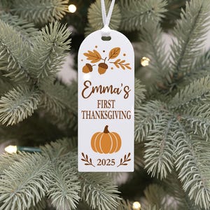 Baby’s First Thanksgiving Ornament – Personalized Fall Keepsake with Name and Year – Custom Pumpkin Ornament