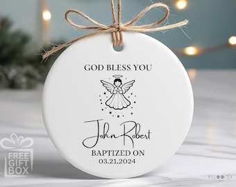 Personalized Baptism Ornament: Angel Keepsake, Christening Gift