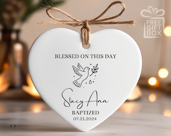 Personalized Baptism Ornament: Ceramic Christening Keepsake