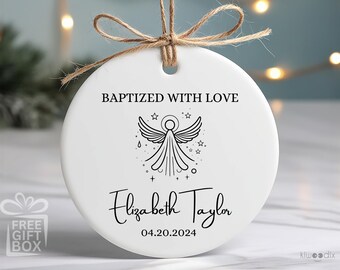Personalized Baby Baptism Ornament: Ceramic Keepsake Gift