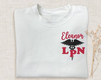 Embroidered Licensed Practical Nurse Sweatshirt, Custom Embroidery LPN Crewneck, LPN Sweatshirt, LPN Hoodies, Nurse Graduation Gift