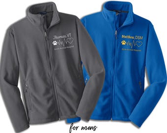 Personalized Embroidered Vet Fleece Jacket for Men | Custom Veterinarian Gift, Medical Uniform