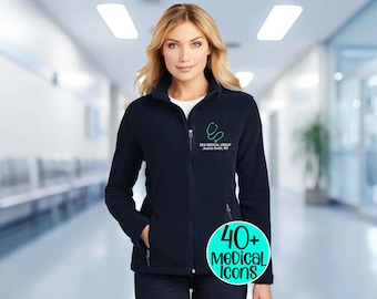 Personalized Medical Fleece Jacket for Women | Custom Embroidered with Medical Icons