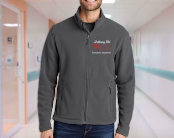 Custom Embroidered Medical Fleece Jacket for Men | Personalized Name, Doctor Gift Coat