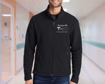 Personalized Embroidered Medical Fleece Jacket for Men | Custom Doctor Gift, Medical Uniform