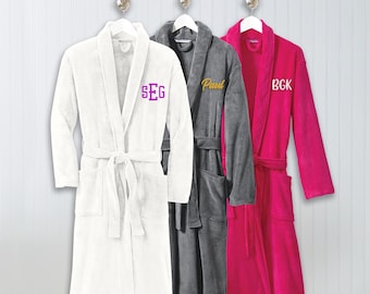 Personalized Embroidered Plush Robe with Pocket Embroidery | Unisex Custom Name Bathrobe Gift