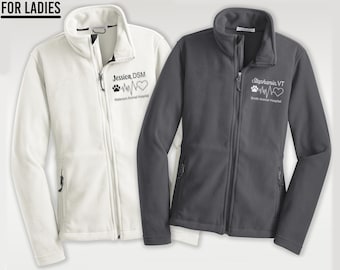 Personalized Veterinary Fleece Jacket for Women | Custom Embroidered Vet Gift