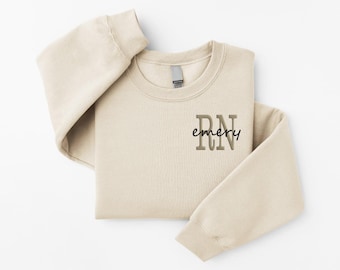 Personalized Embroidered Nurse Sweatshirt | Unisex Custom Name, Medical Gift