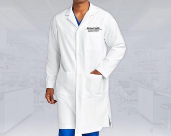 Personalized Embroidered Lab Coat for Men | Custom Medical Doctor Coat, Professional Gift