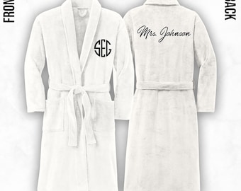 Personalized Plush Bathrobe | Custom Unisex Robe with Pocket & Back Embroidery